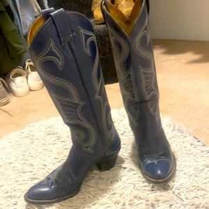 Size 8 1/2 navy blue knee high cowboy boot